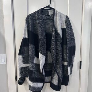 Lucky Brand Black and Gray Cardigan Sweater